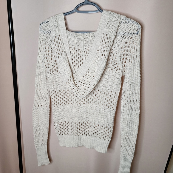 Vintage 100% cotton crochet knitted sweater with hood - Picture 2 of 7